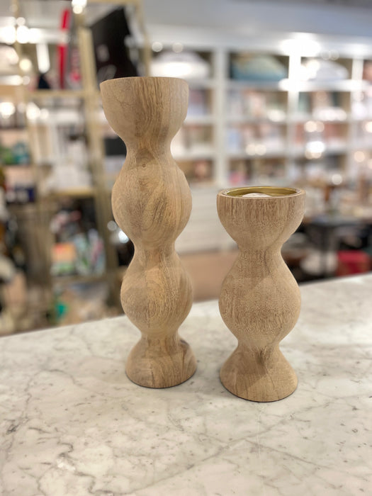 Chunky Wood Pillar Candle Holders