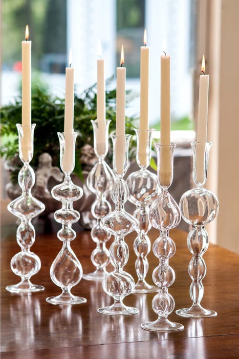 Clear Hand Blown Candle Sticks