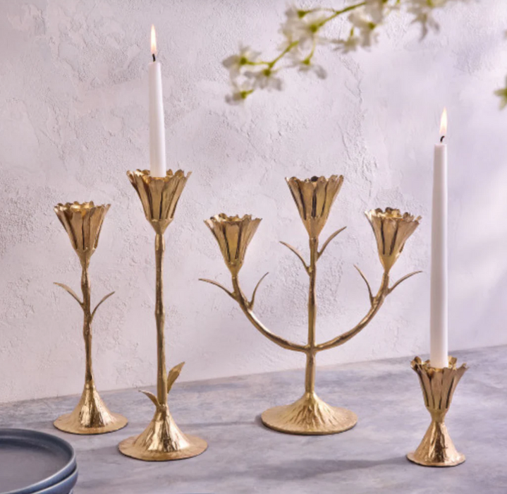 Gold Floral Candle Holders